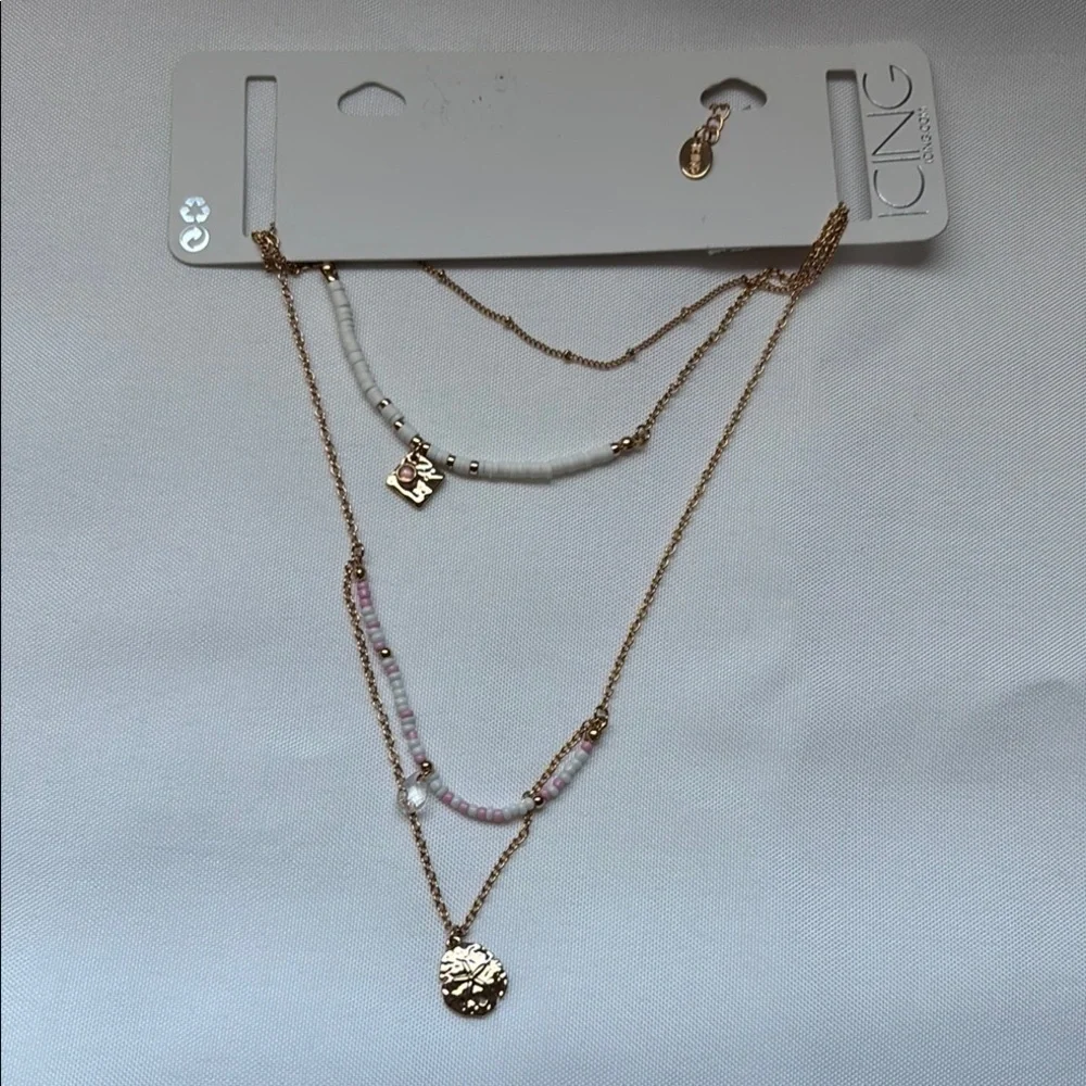 Icing Gold and White Layered Necklace